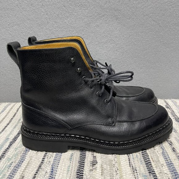 Black Cole Haan lace up lug soled combat boots Mens 9.5 Wide - Picture 1 of 9